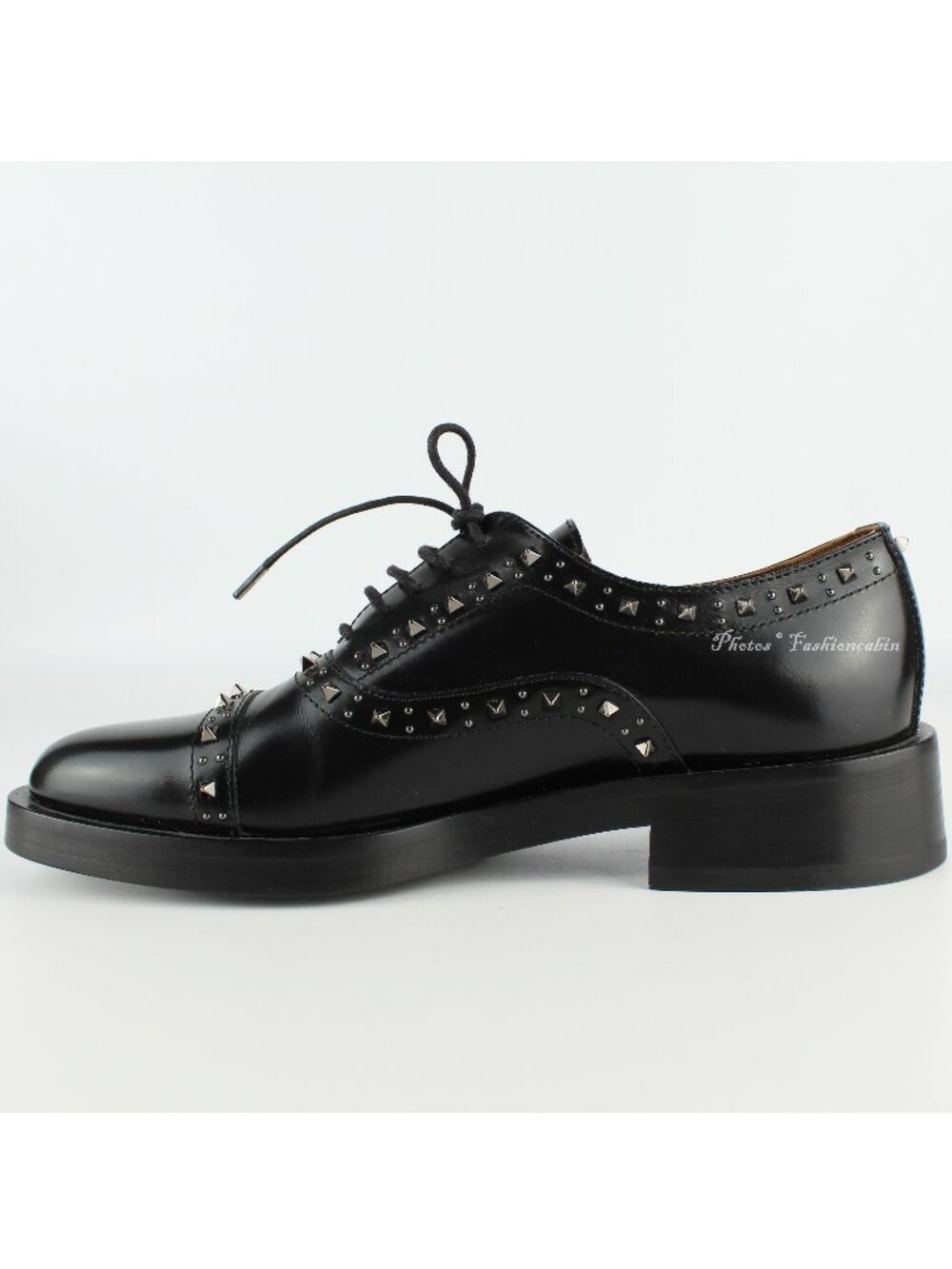 NEW Valentino Garavani Gentleglam Studded Leather Wingtip Oxfords Black EU 37